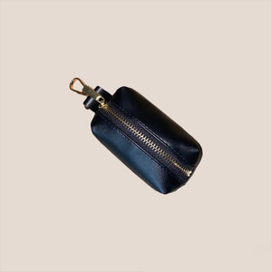 Faux Leather Pet Waste Bag Holder - Black